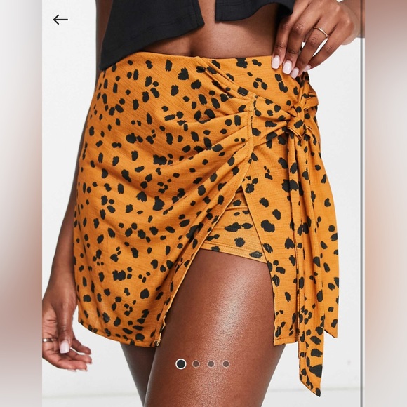 ASOS design skort in cheesecloth in rust animal size 12 NEW - Picture 7 of 8